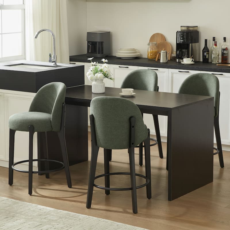 set of 4 Upholstered Counter Height Bar Stools - Set of 4 - Green