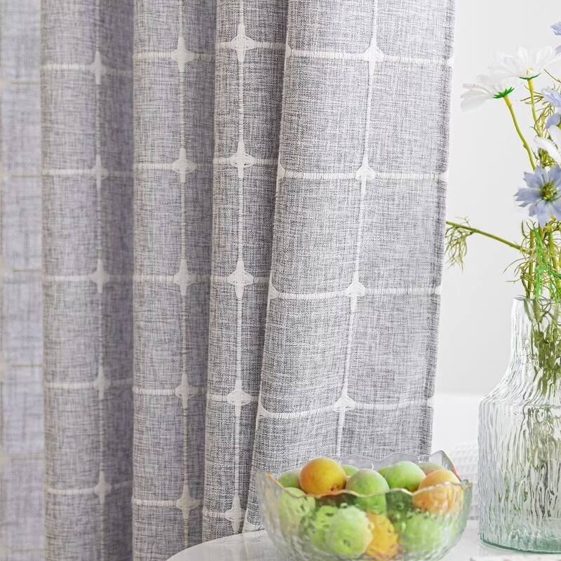 No Hook Geometric Tassels Shower Curtain with Snap-in Liner