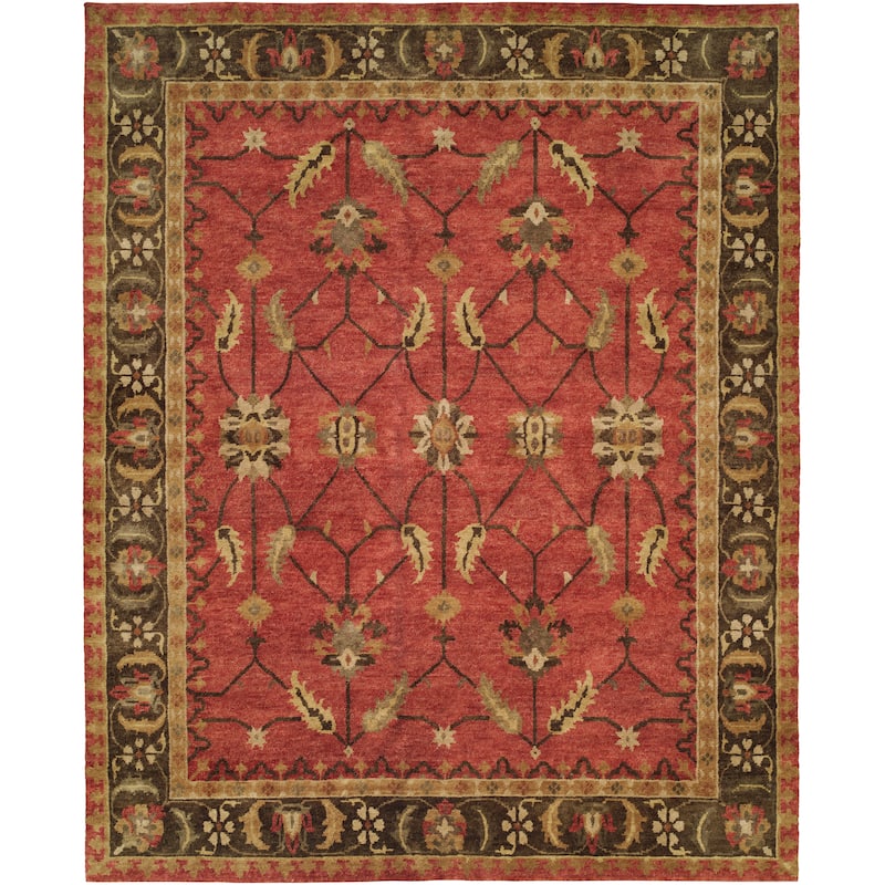 Traditional Red Hand-Knotted Wool Area Rug - 2' x 3' - Red