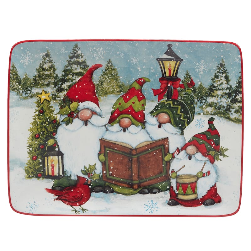 Certified International Christmas Gnomes Rectangular Platter 16" x 12" - 16" x 12"