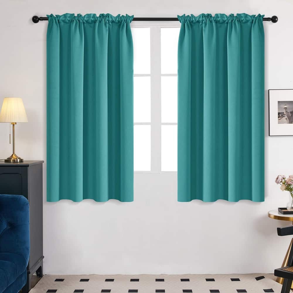 Deconovo Solid Rod Pocket Curtain Panel Pair, Set of 4 Panels