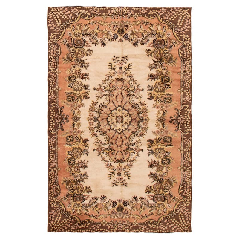 ECARPETGALLERY Hand-knotted Melis Vintage Cream Wool Rug - 5'8 x 8'8 - Cream - 5'8 x 8'8