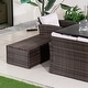 preview thumbnail 15 of 16, 7-Piece Patio Wicker Sofa Set with Aluminum Firepit Dining Table