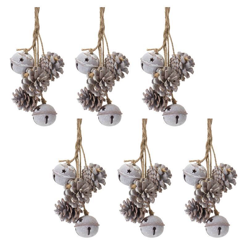 Bell And Pine Cone Ornament (Set of 6) - 4 x 4.5 x 13