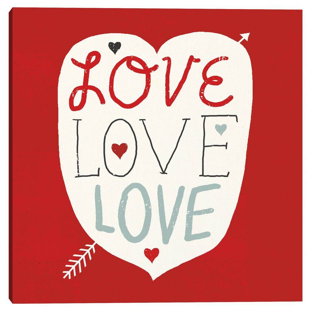 Love Love Love Square Canvas Art Print
