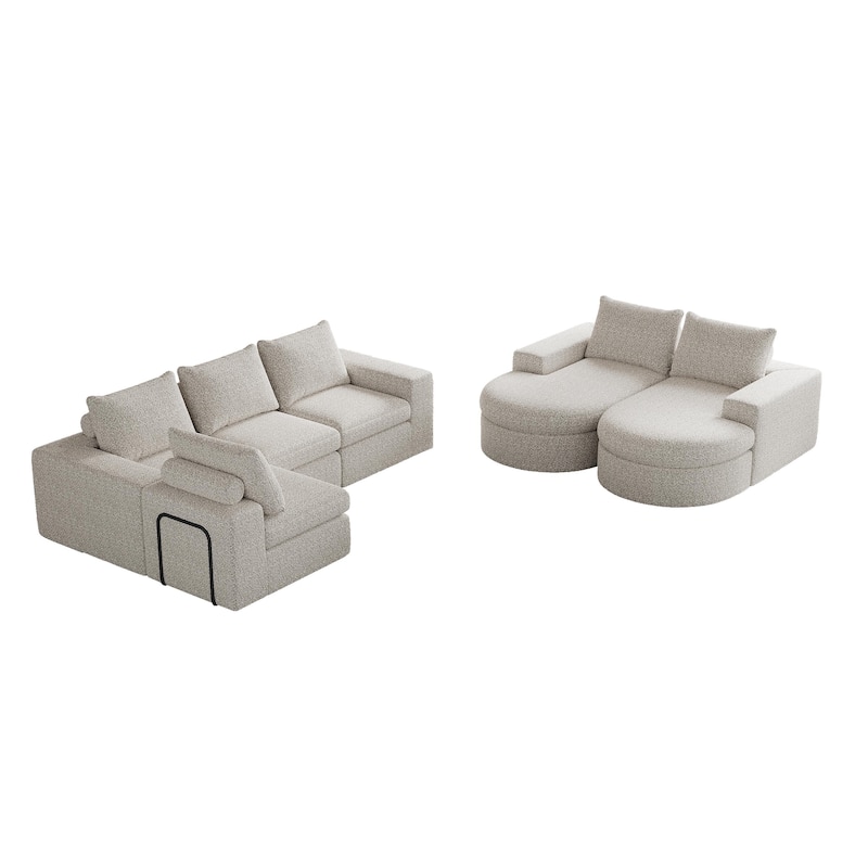 Roomfitters 99" Modern Chenille Cloud Curved Sectional Sofa with Chaise, L-Shaped Couch, for Living Room or Apartment