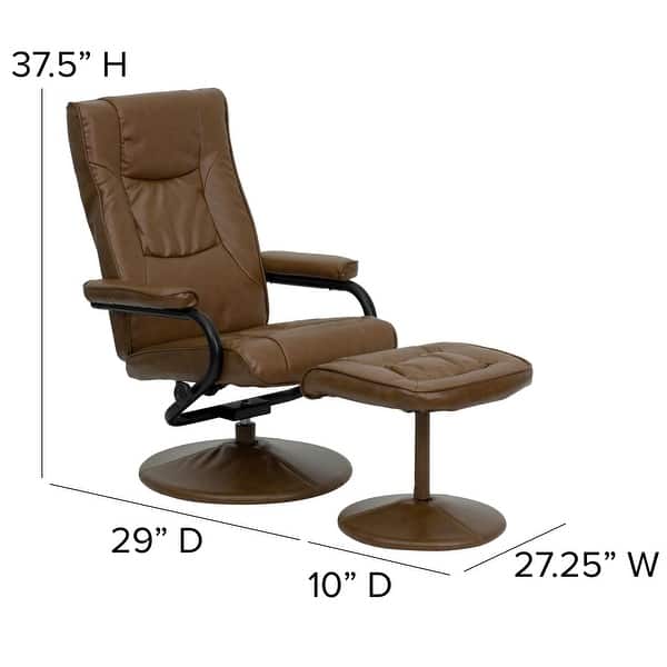 dimension image slide 0 of 5, Contemporary Multi-Position Recliner and Ottoman with Wrapped Base