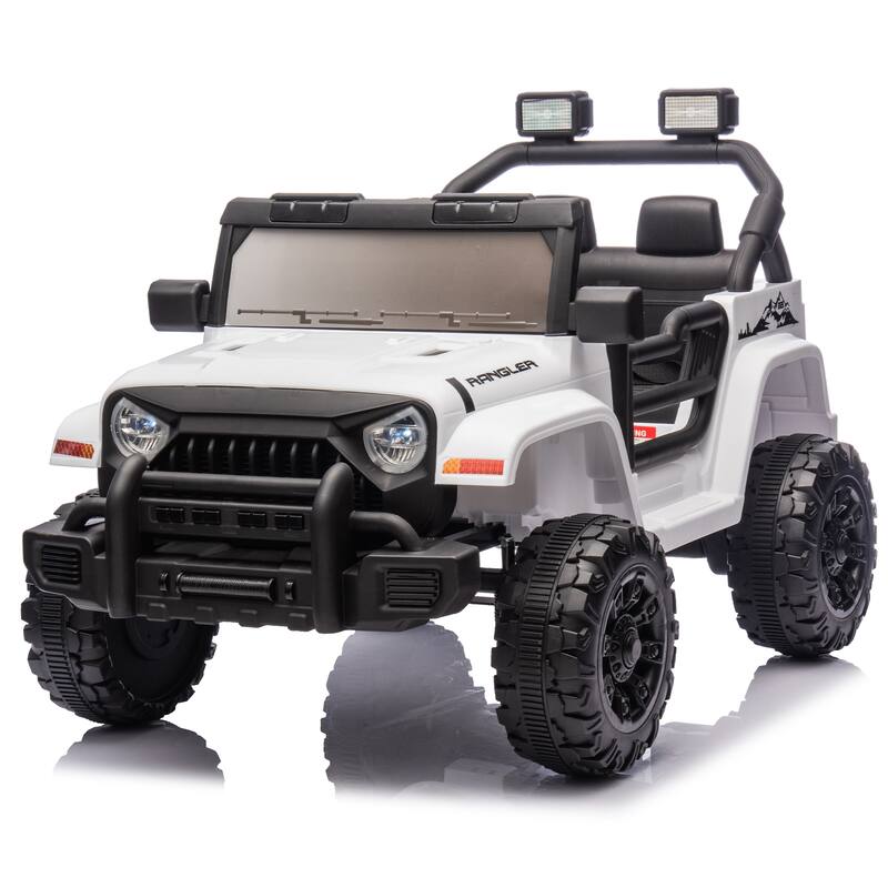 12V Kids Electric Ride-On Car for Ages 2-4, Remote Control with Bluetooth & Suspension - White