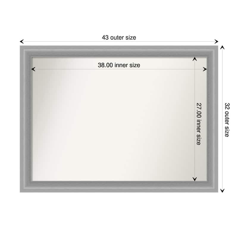 Non-Beveled Bathroom Wall Mirror - Peak Polished Nickel Narrow Frame - 43 x 32 in - Peak Polished Nickel Narrow