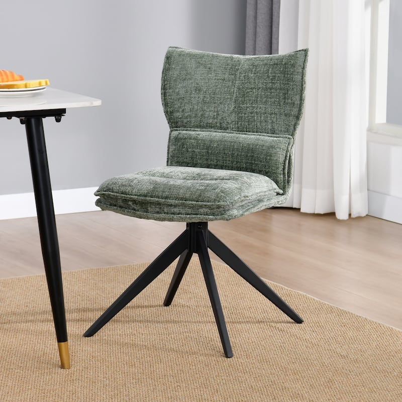 Modern Upholstered Swivel Dining Chairs Accent Side Chairs with Metal Legs - Single - Green