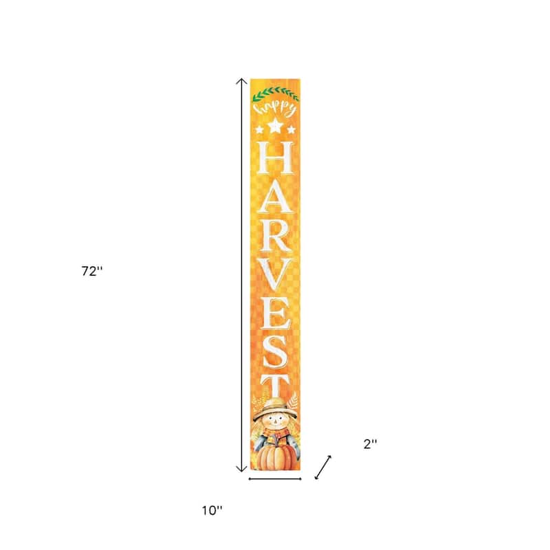 HomeRoots 72" Orange Solid Wood Happy Harvest Scarecrow Porch Sign