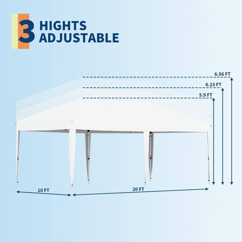 Instant Pop-Up Canopy Tent, No Sidewalls, for Beach, Party