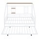 preview thumbnail 3 of 8, Full Size House-shaped Platform Bed Frame with Trundle, Metal Bed with Spport Legs, Pull-out Bed with Shelf, White