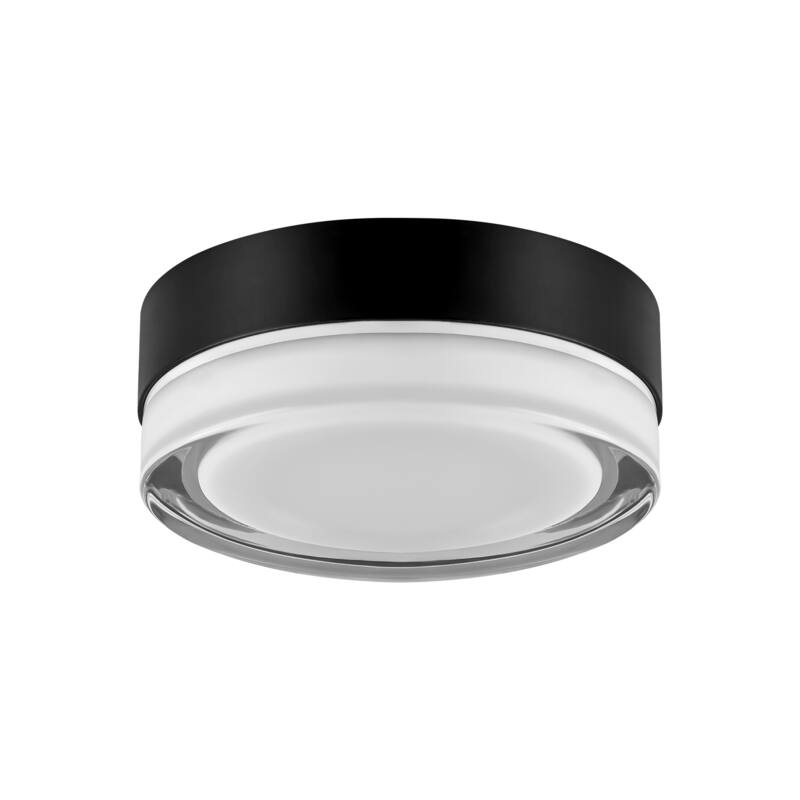 Modern Matte Black Circular Clear Frosted Glass Integrated LED Flush Mount Ceiling Light