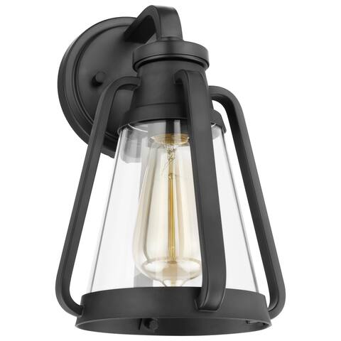 Everett 1 Light Small Wall Sconce Matte Black with Clear Glass