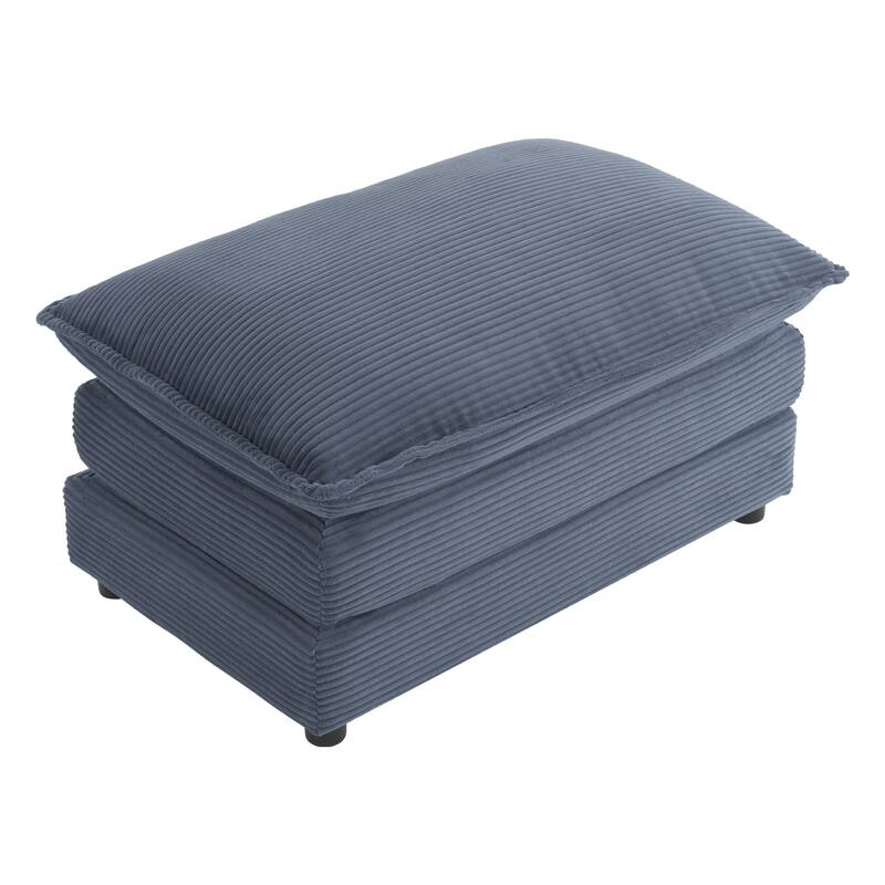 112.6" Modular Sectional Sofa Couch 3 Seater Corduroy Sofa with Side Storage Pockets and 3 Movable Ottomans