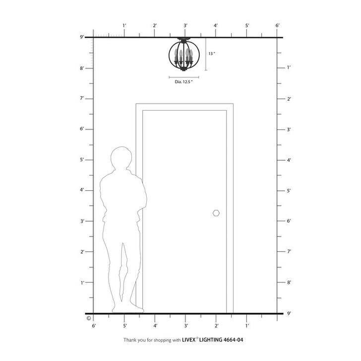 Livex Lighting 4-light Black Chandelier, 4664-04 - 12.5" DIA X 14.5" H/12.5" Dia x 13" H