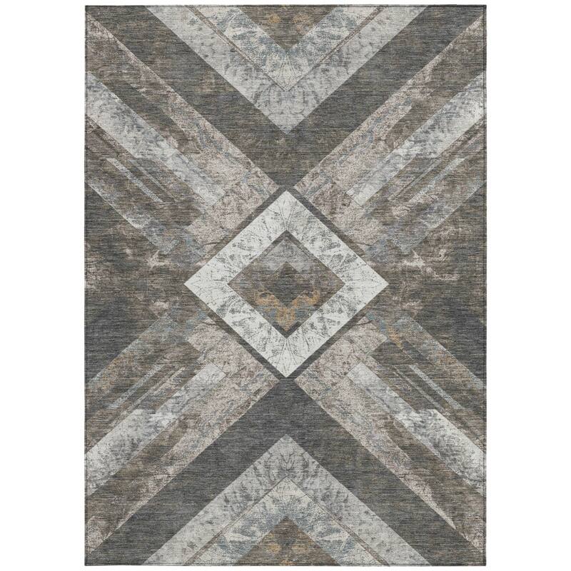 HomeRoots Geometric Transitional Rectangle Outdoor Rug