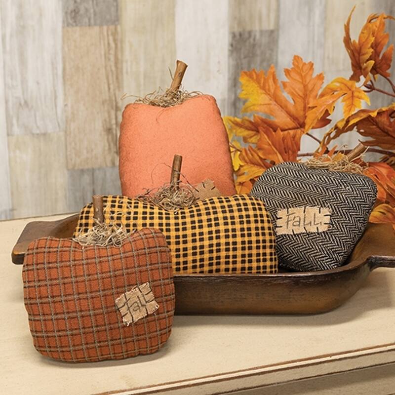 Primitive Stuffed Pumpkin with Mossy Top and Fall Patch Decor - 5" x 1.50" x 5.50"