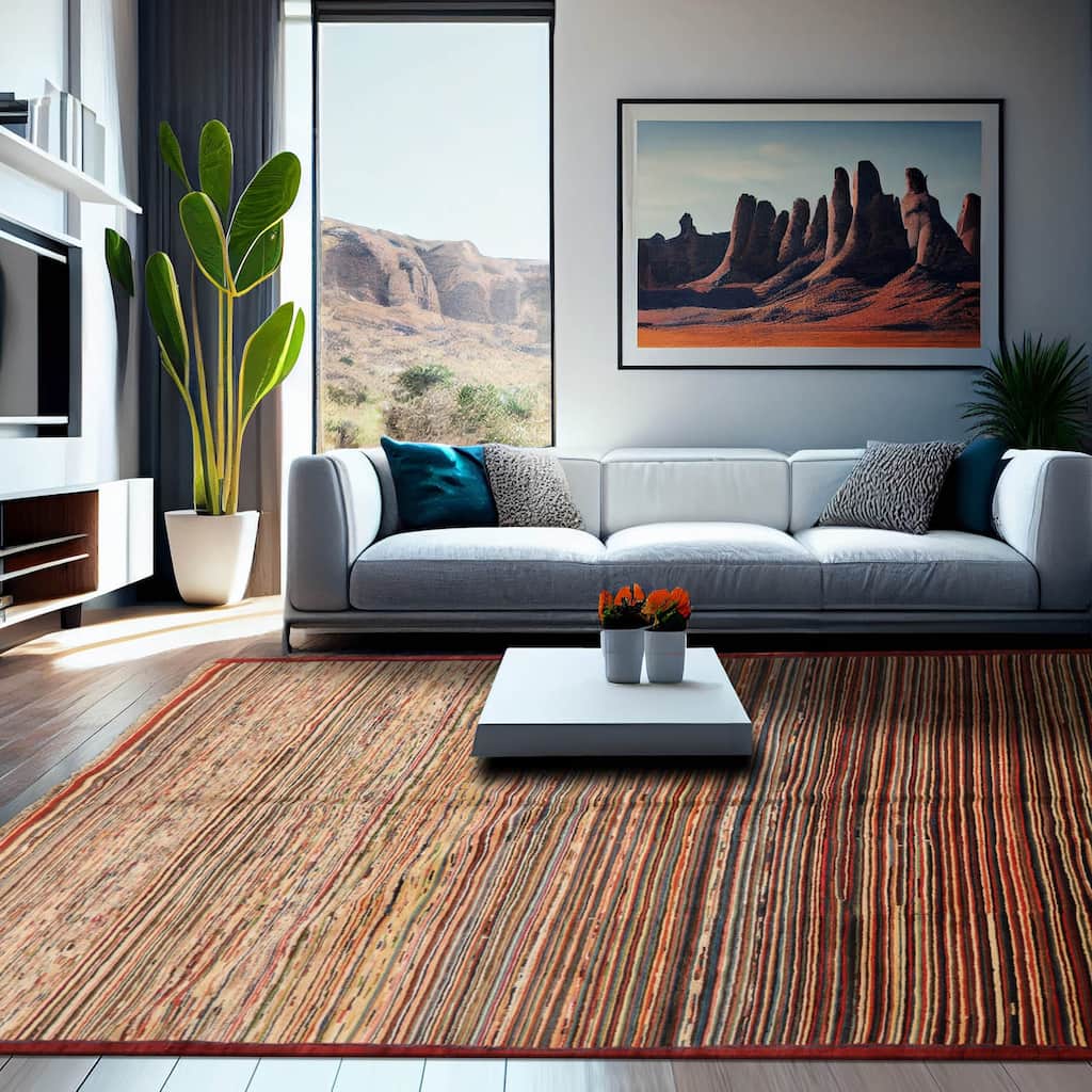 Hand Knotted Chobi Peshawar Rust 100% Wool Modern Oriental Area Rug - 6' 6'' x 9' 6''