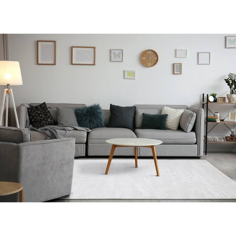 Alpine Rug Co. - Hudson Light Cream Subtle Lines Modern Area Rug