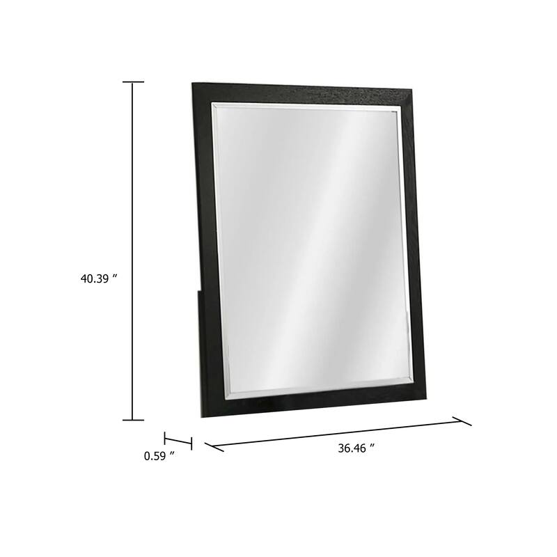 Portrait Dresser Mirror, Black, Rubberwood, 36x40 Wide Frame Profile - Black