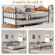 preview thumbnail 8 of 21, Daybed with Trundle, Metal Twin Size Day Bed with Stylish Headboard, Sofa Bed Frame with Pop Up Foldable Trundle Bed