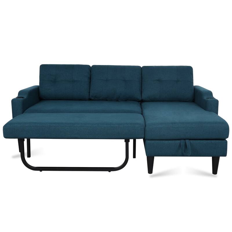 74.8" Fabric Sectional Sofa with Storage
