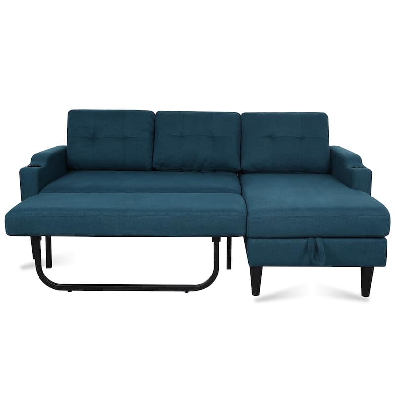 74.8" Fabric Sofa with Storage and Solid Wood Frame, 660lb Capacity