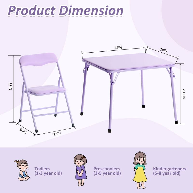 Homy Casa Kids 5-Piece Folding Table and Chair Set