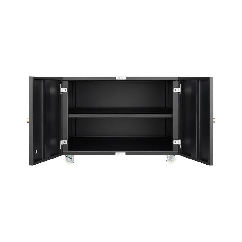 Mobile Copier Cabinet 2-door Steel Rolling Printer Stand With Storage Metal File Cabinet With 360 Degree Rotation Wheels