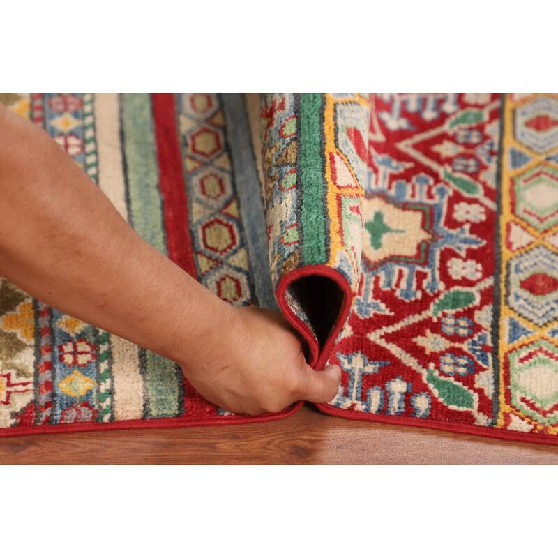 Kazak Oriental Area Rug Handmade Multi-Color Wool Carpet - 5'3" x 6'6"
