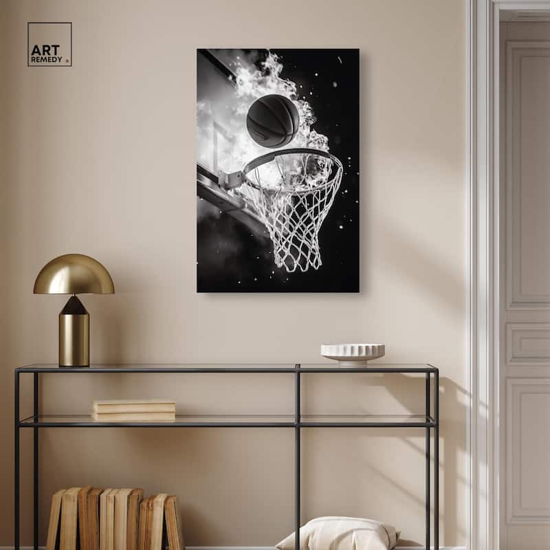 Scorch Some Hoops Canvas by Art Remedy, Gallery Wrapped