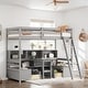 preview thumbnail 1 of 14, Twin Loft Bed With Storage Shelves, Drawers, Seat and Desk, Grey Grey