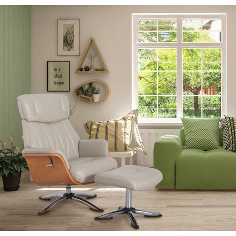 Relax-R Caitlin Recliner and Ottoman in Cobble Air Leather