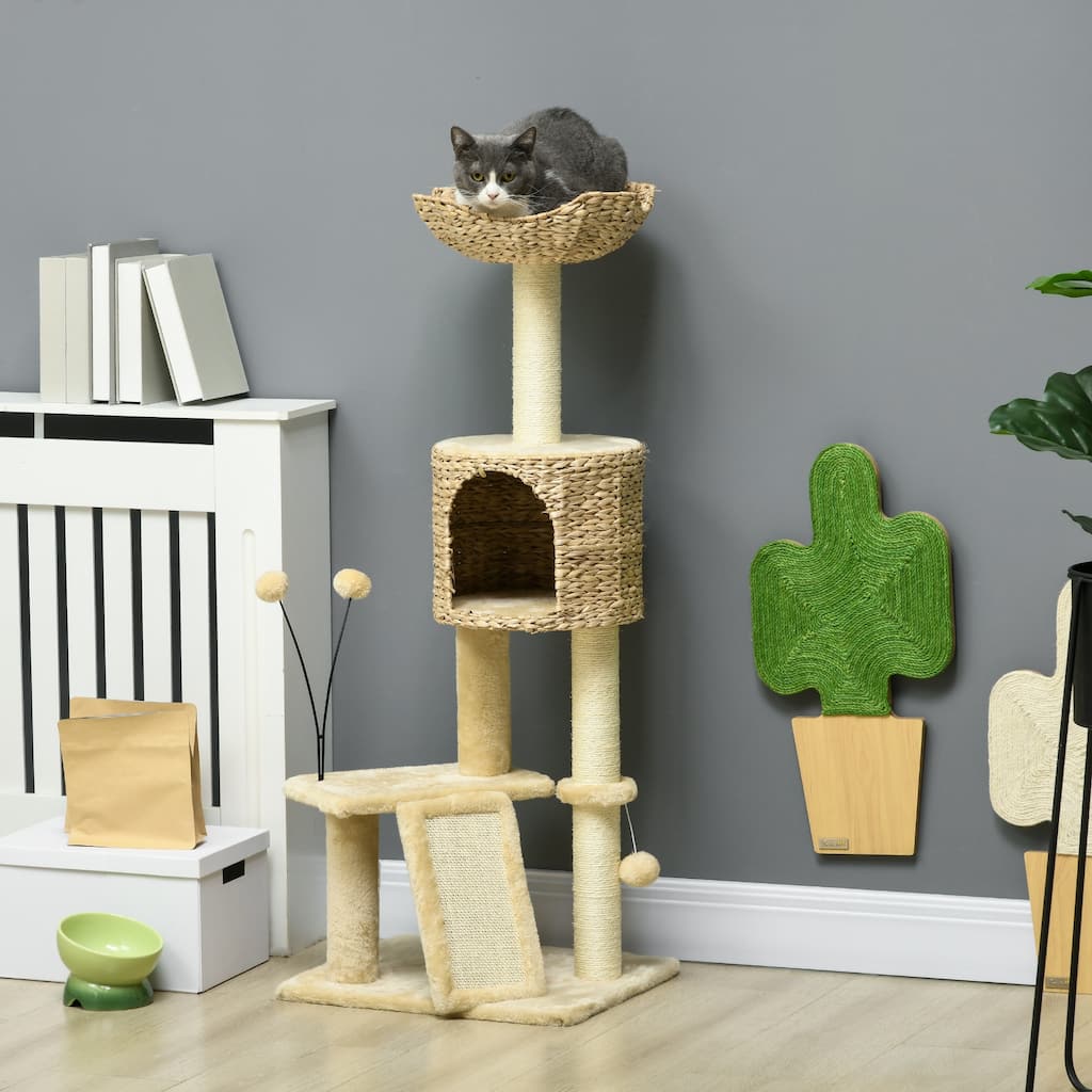 Multi-Level Cat Tree with Condo, Bed, Platforms & Sisal Scratcher - 17.75" W × 15.75" D × 45.75" H