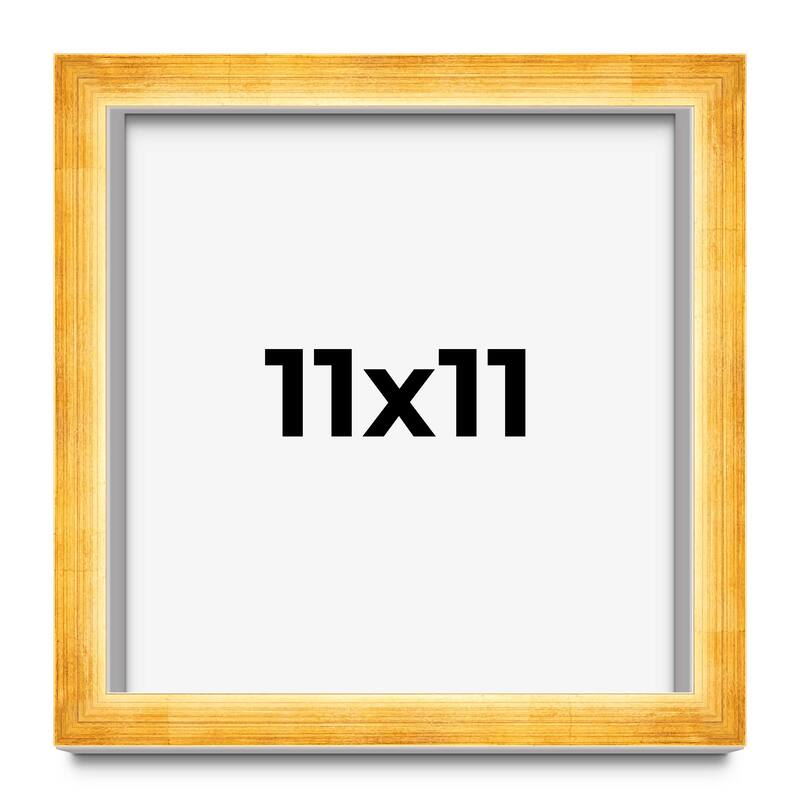 11x11 Shadow Box Frame Gold | 1.625 Inches Deep Real Wood Traditional