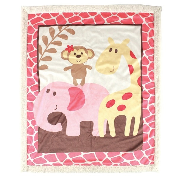 slide 1 of 1, Luvable Friends Baby Girl Plush Blanket with Faux Shearling Back, Pink, One Size - Pink - One Size Pink - One Size
