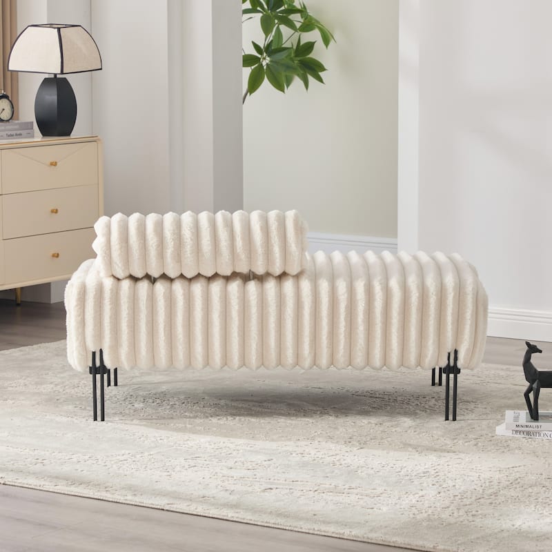 49.6"W Oversized Modern Upholstered Bench Ottoman with Metal Legs