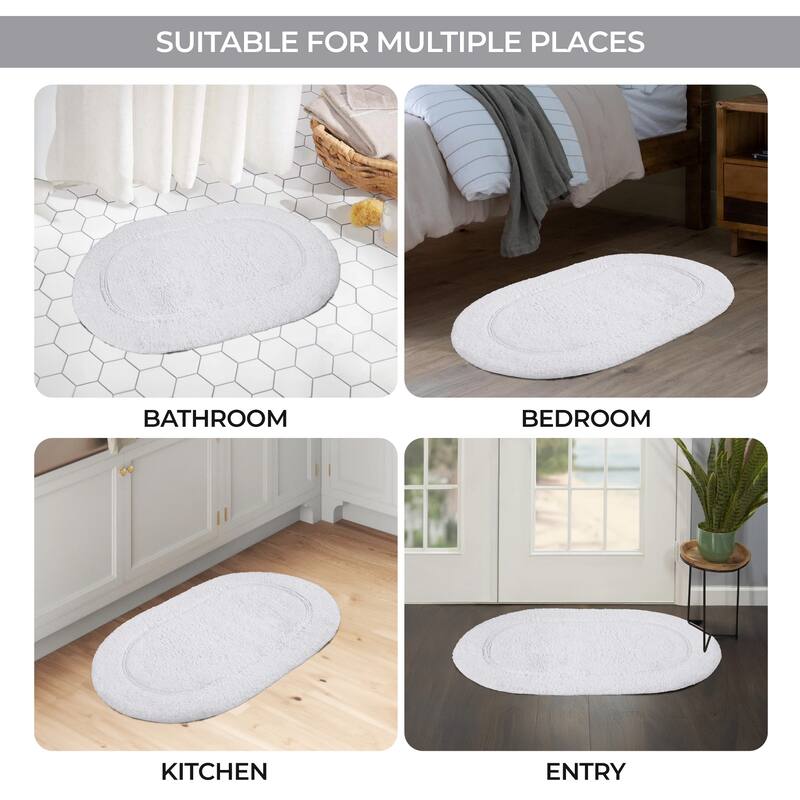 Superior Cotton Non-slip Oval Bath Rug - (Set of 2)