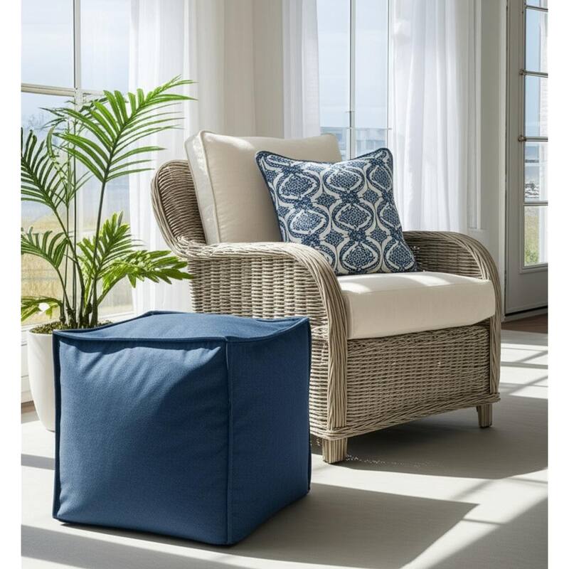 Qiviut Blue Square Pouf