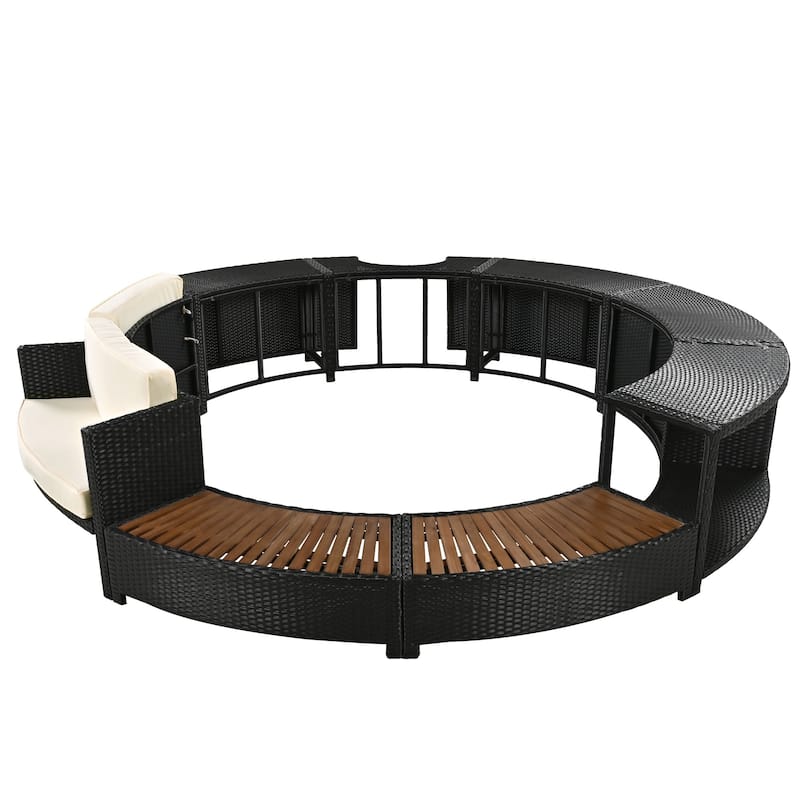 Patio Rattan Sofa Set with Storage Spaces
