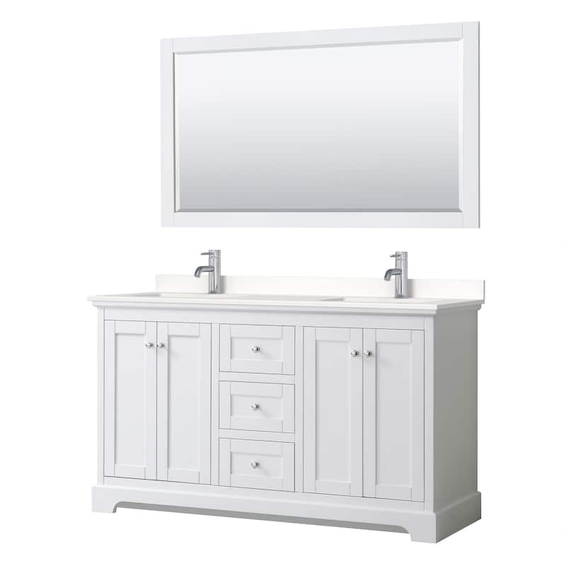 Wyndham Collection WCV232360D-QTZ-UNSM58 Avery 60" Free Standing - White / White Quartz Top / Polished Chrome