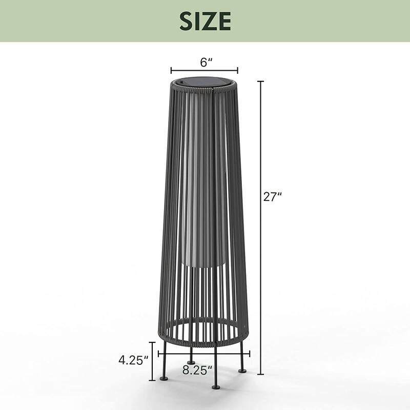 Outdoor Floor Solar Light 2-Pack, All-Weather Wicker Solar Patio Lamp Waterproof Outside Solar Deck Lamp for Porch, Yard, Garden