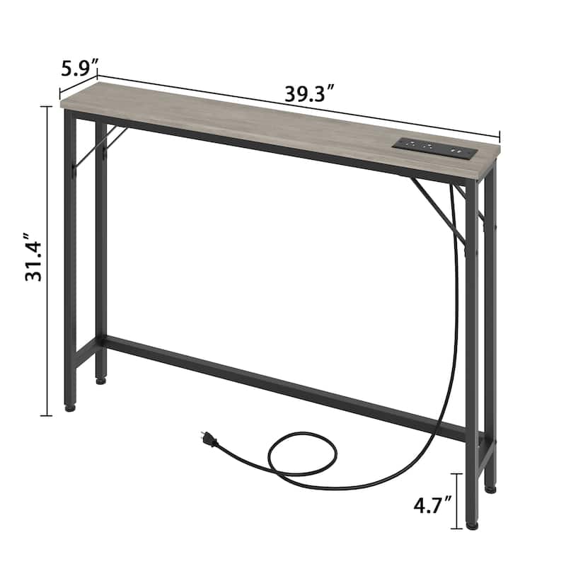 5.9" Narrow Sofa Table, Skinny Console Table with Storage