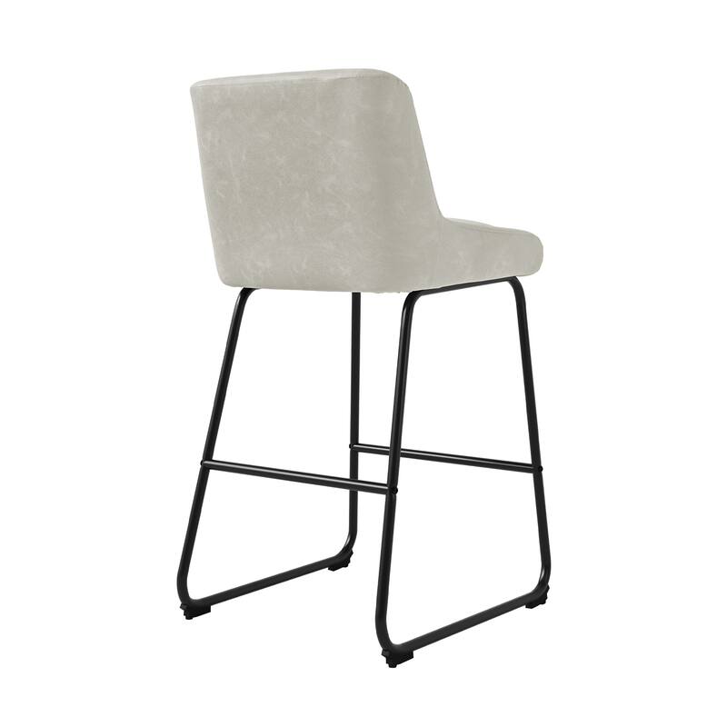 Counter Height Bar Stools with Metal Frame Upholstered Kitchen Island Stool in Faux Leather or Fabric