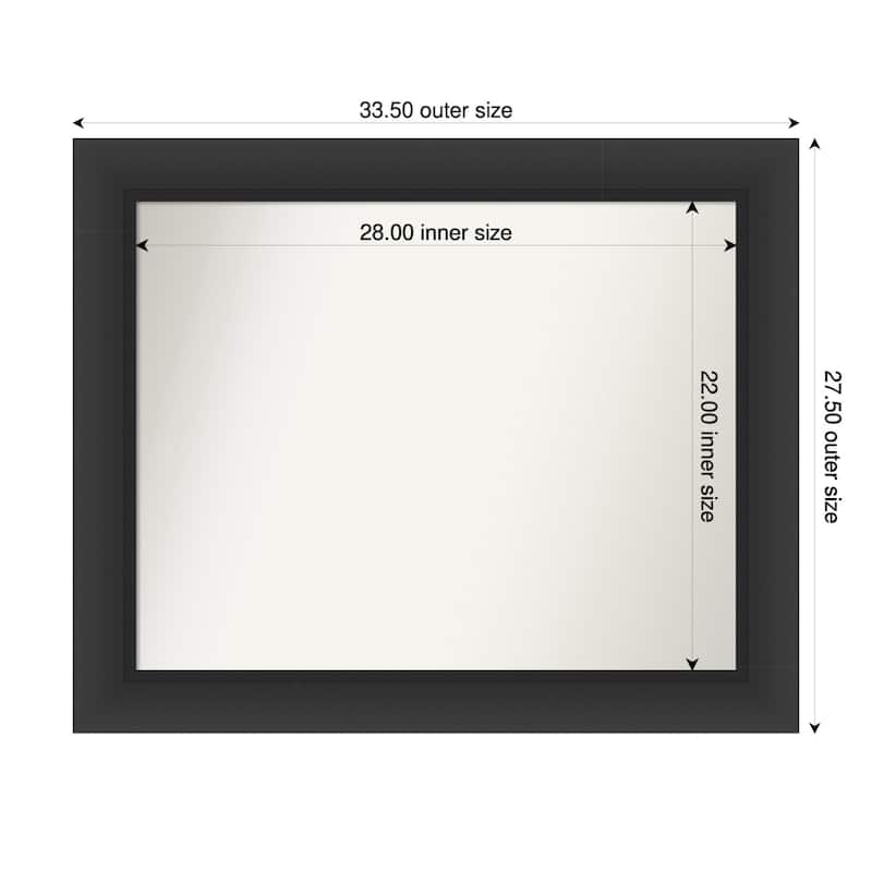 Sloped Non-Beveled Framed Wall Mirror - 34 x 28 in - Sloped Black