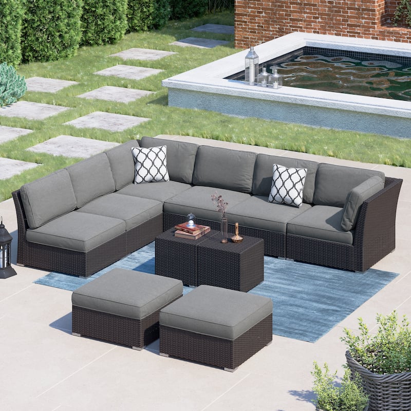Corvus Oreanne 10-piece Brown Wicker Patio Furniture Set