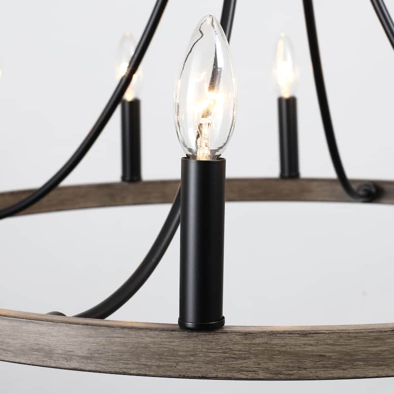 12-Light 26.77-inch Vintage Rustic Wagon Wheel Chandelier for Kitchen