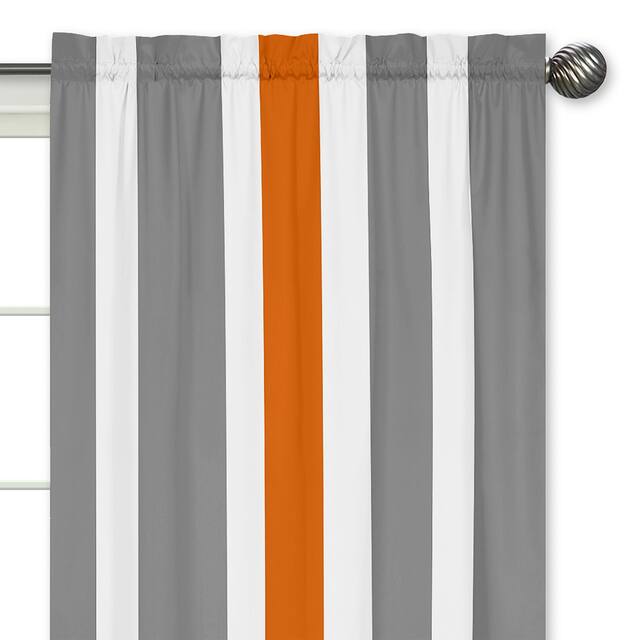 Sweet Jojo Designs Stripe Collection Gray and Orange Window Curtain Panels
